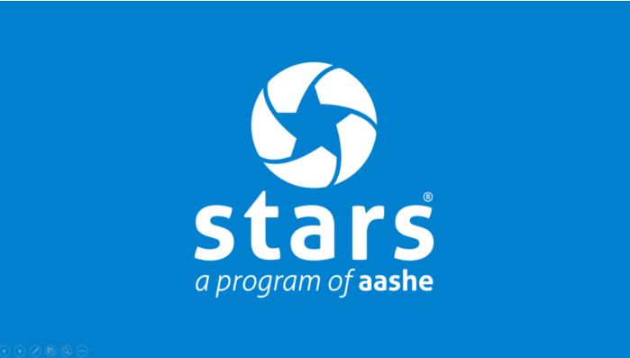 Blue background with white Stars logo. Text reads "stars, a program of aashe".