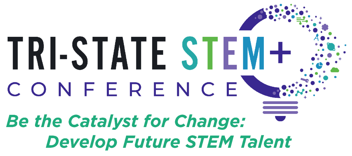 Tri-State STEM+ Conference logo with the 2024 theme: Be the Catalyst for Change: Develop Future STEM Talent