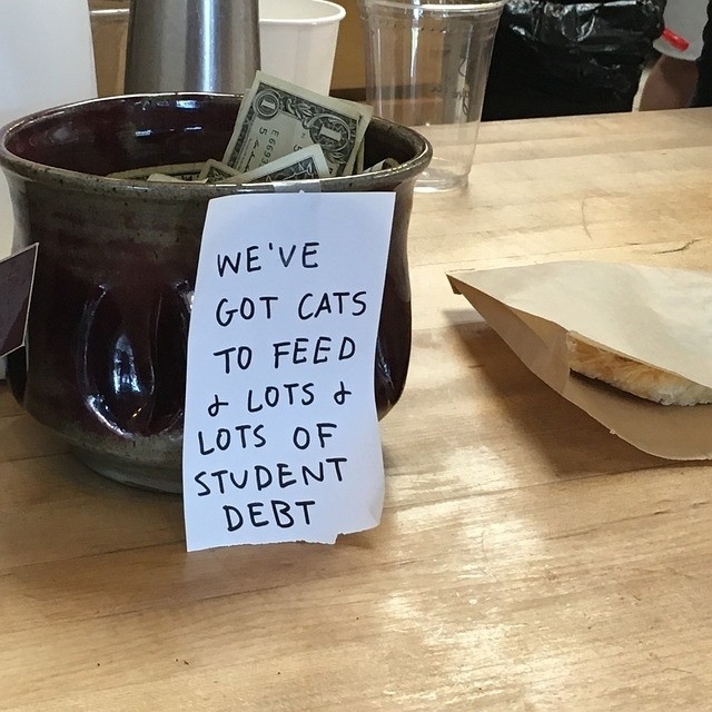 tip jar in a coffee shop