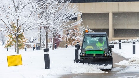Facilities crew working on snow removal