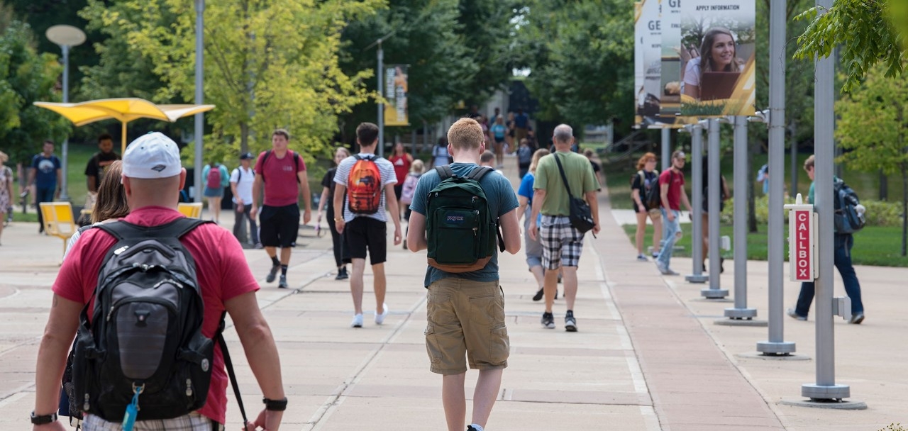 Students walking on campus