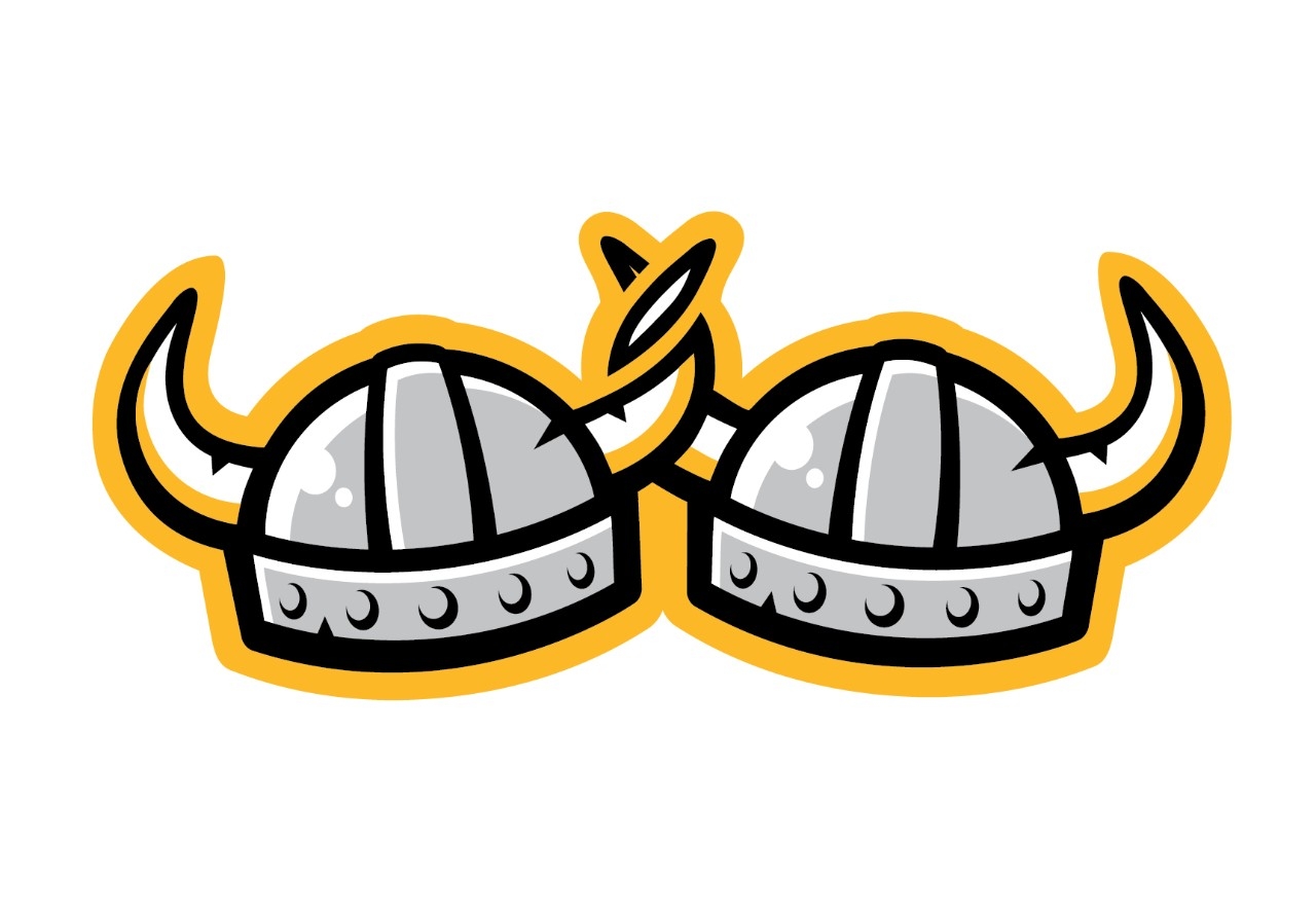 Two viking helmets linked together