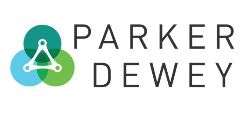 Parker Dewey Logo - three intersecting blue/green circles