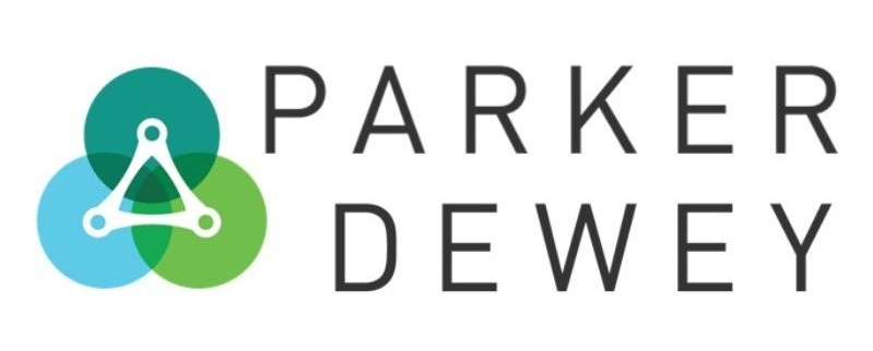 Parker Dewey Logo - three circles of blue teal and green