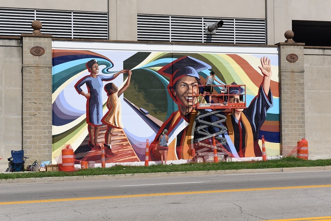 Newport River Wall Mural Progress from July 2020