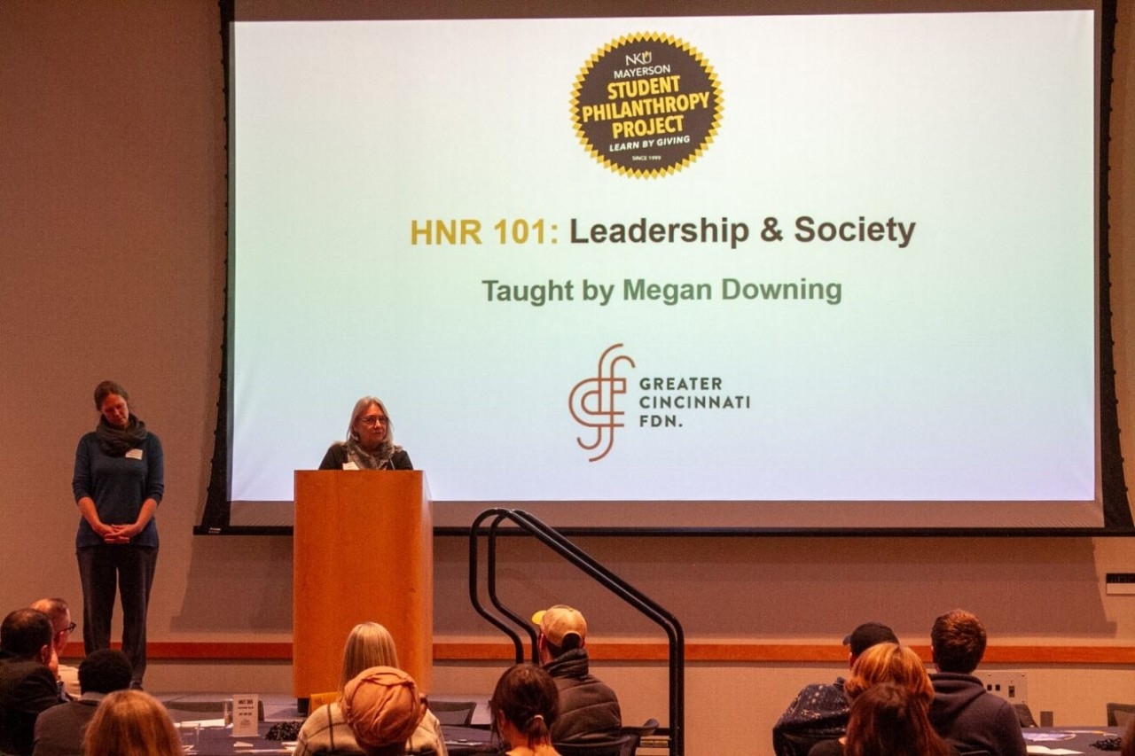 Dr. Megan Downing speaks to the crowd.