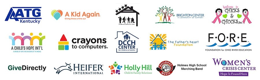 Logos of awarded foundations, charities, and non-profit organizations
