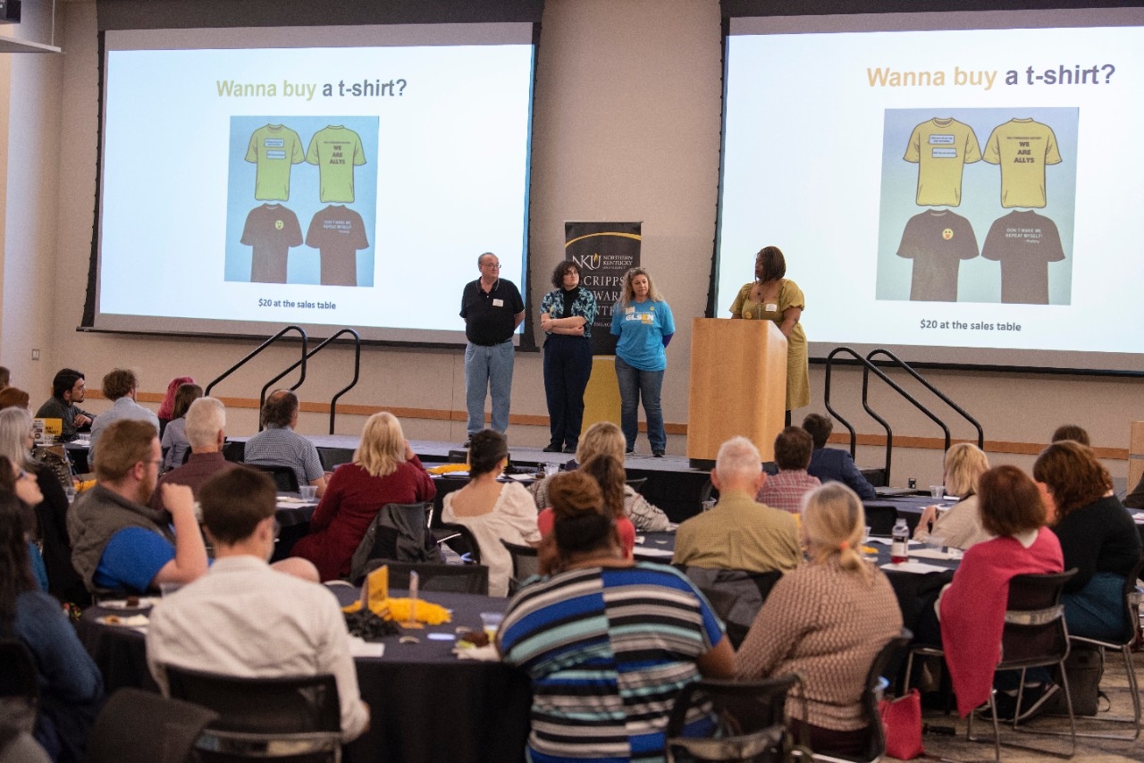 Forbidden History class explains tshirt sales at Mayerson Celebration