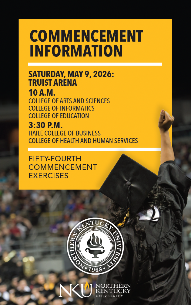 Cover of the 2026 Spring NKU Commencement brochure.