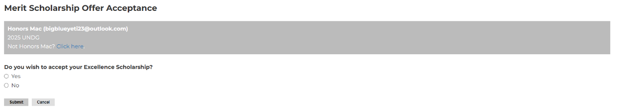 Merit Scholarship Acceptance Forms