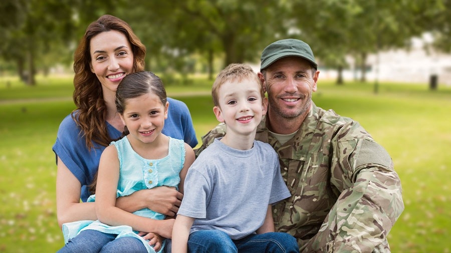 A military veteran and their family