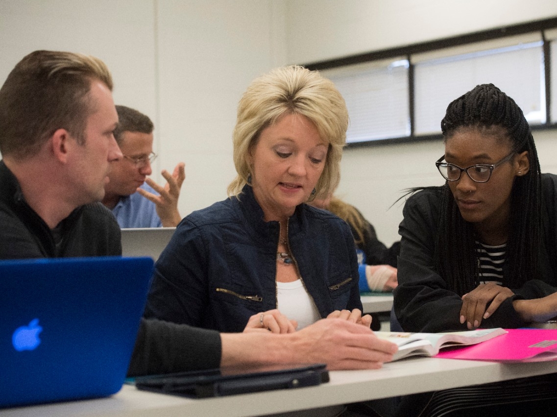 Adult learners in a classroom