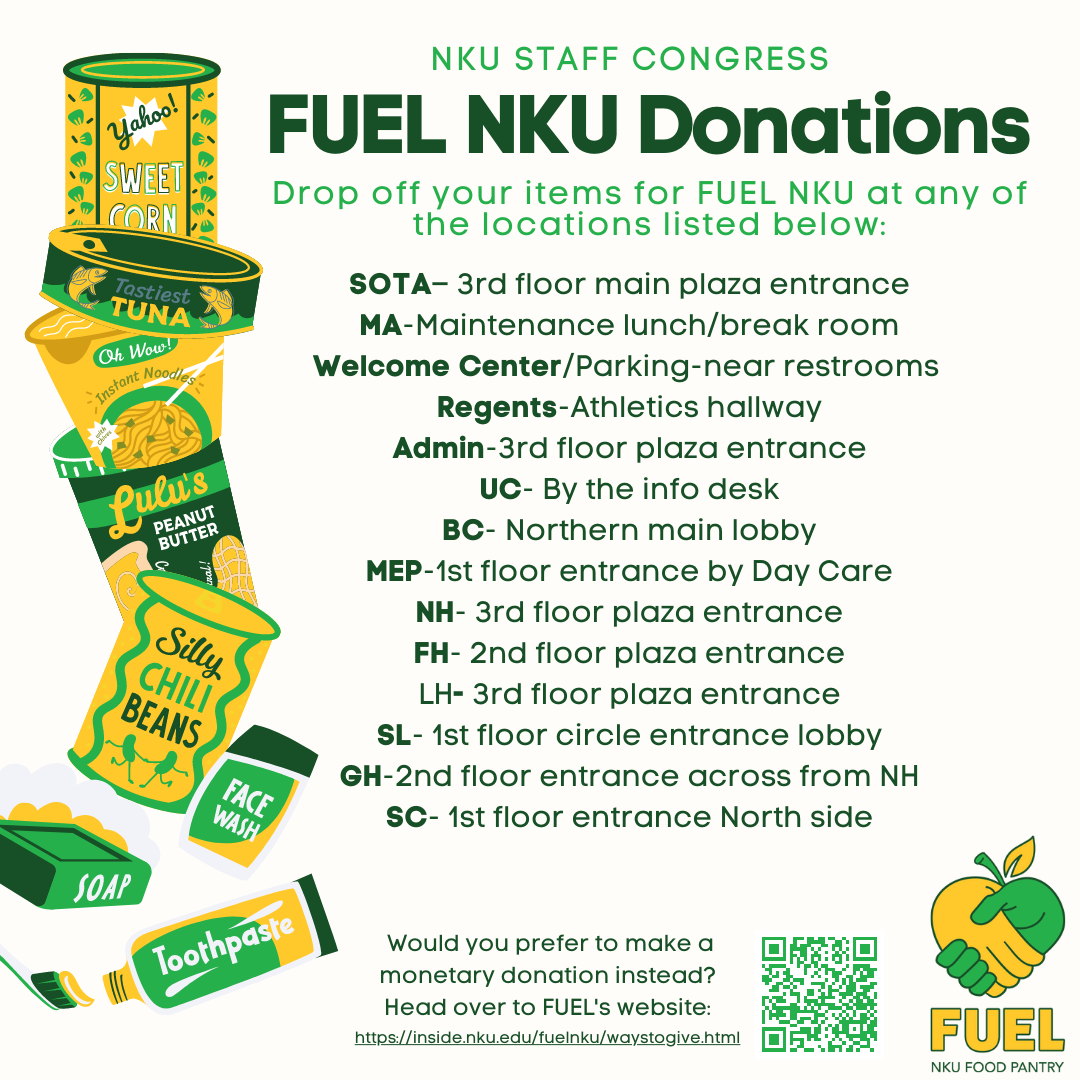 FUEL NKU Staff Congress Ongoing Donation Drive
