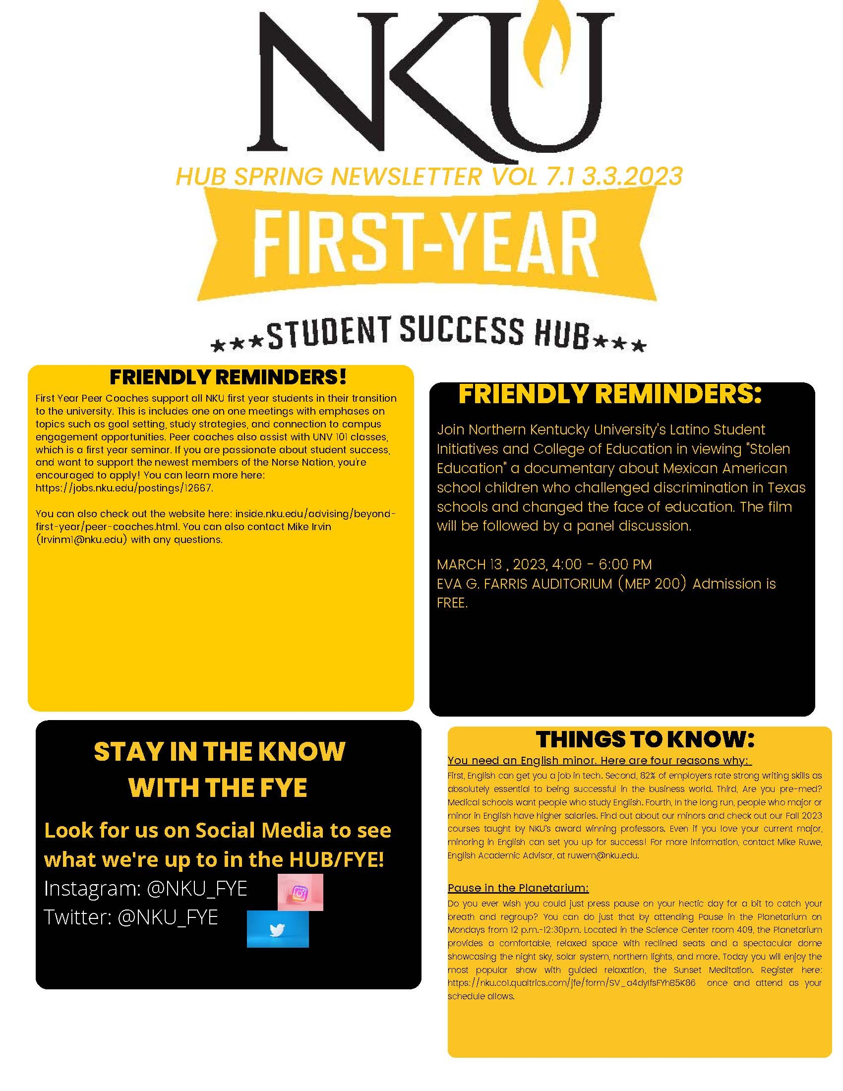 First Year Hub Newsletter for Mar 3 2023 page 3