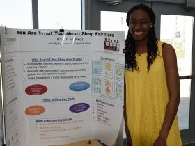 Student presenting her research at Celebration