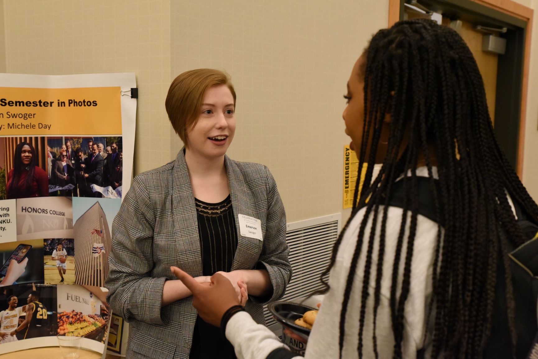 Student talking about her research