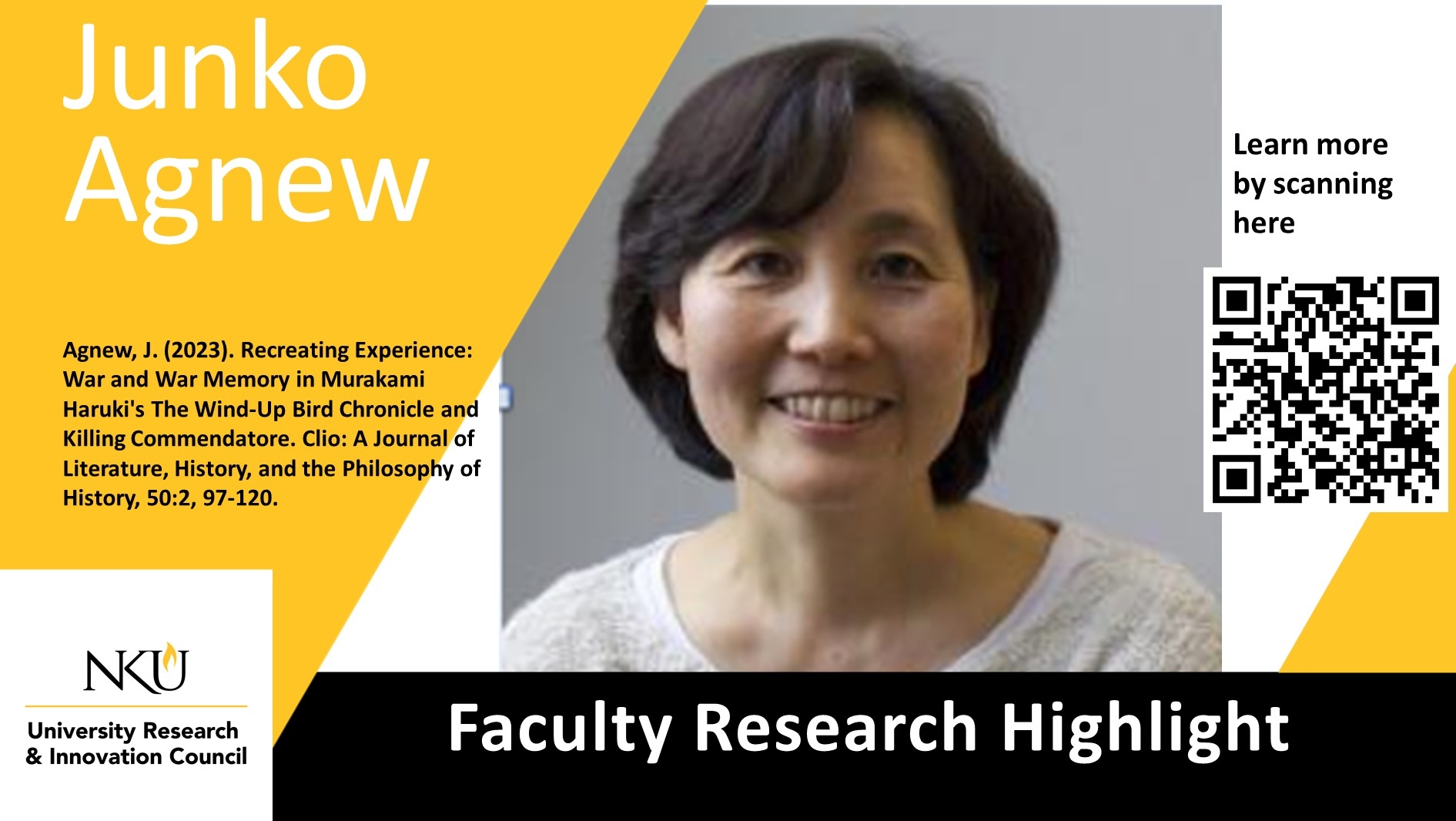 Highlighting Junko Agnew's research