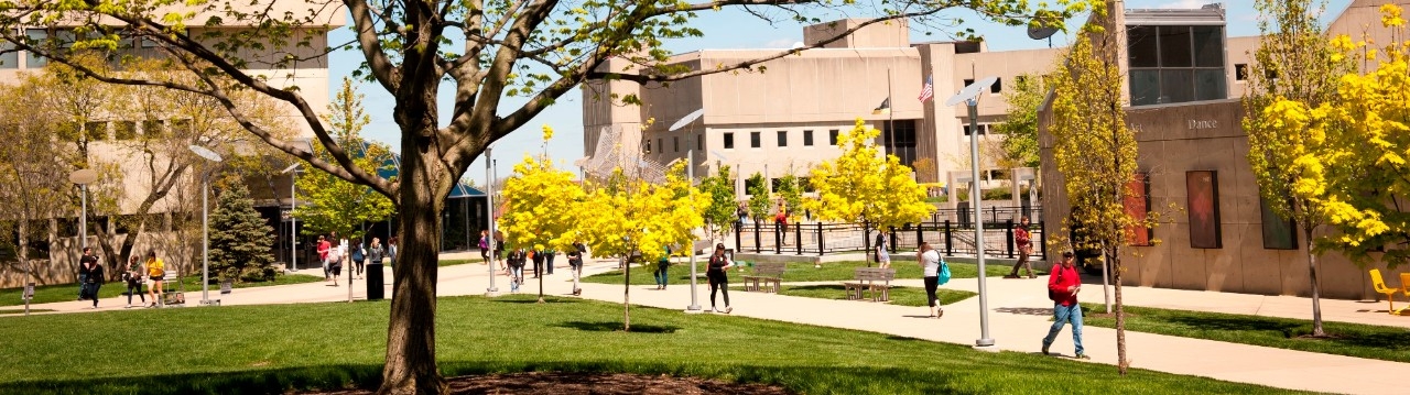 Students walking on campus