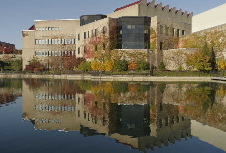 The Fine Arts building overlooking Loch Norse on NKU's campus.