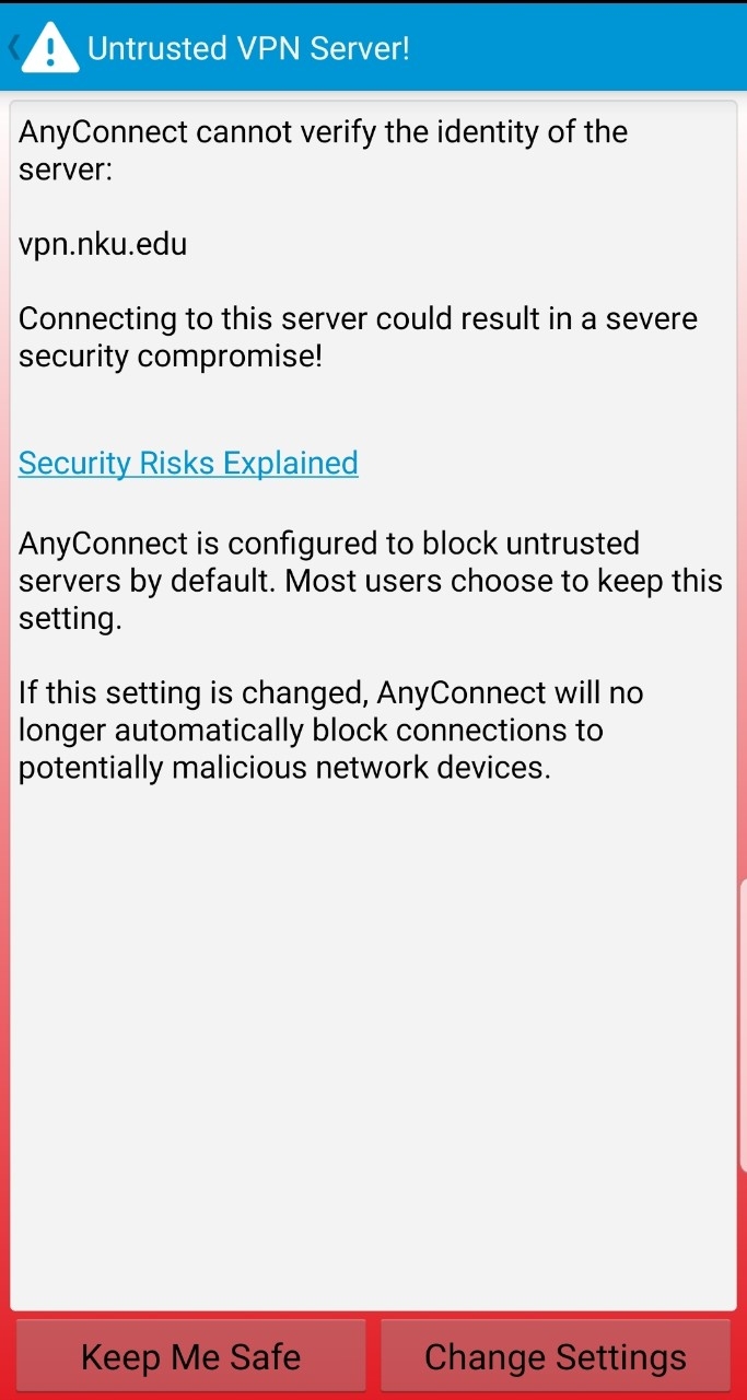 Android Untrusted VPN Server Message