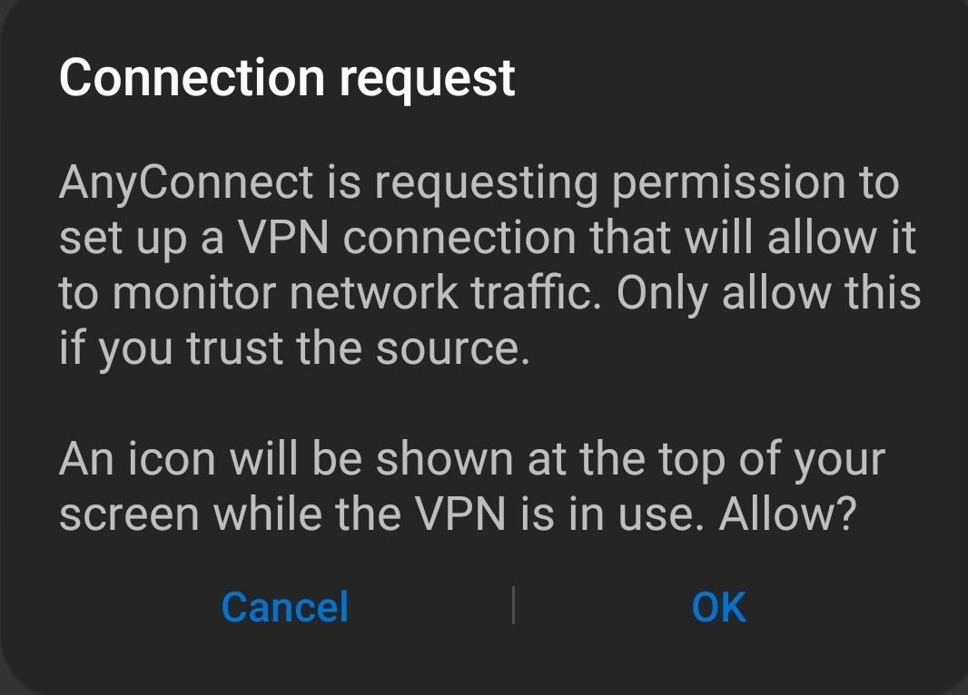 Android VPN Connection Request