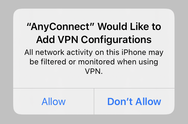 Permission to allow VPN Configurations in iOS.