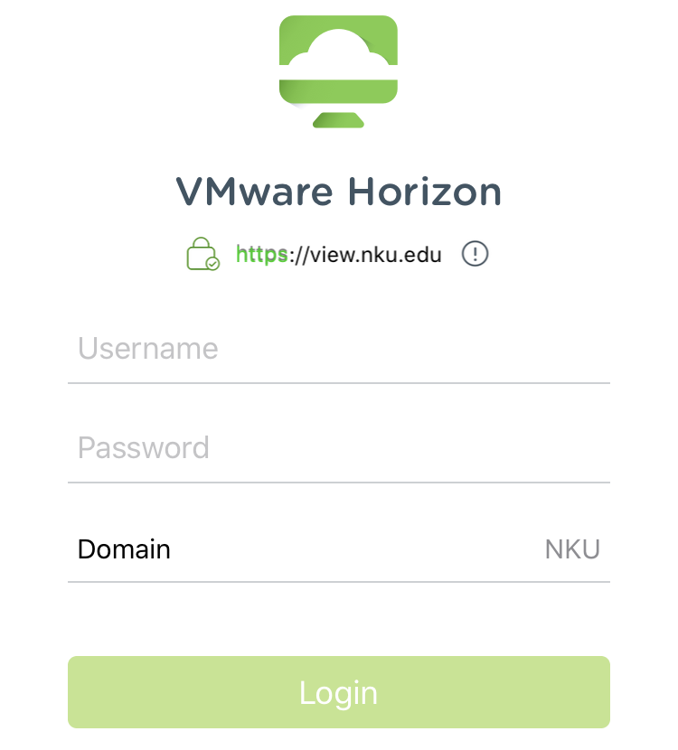 VMware Horizon login screen.