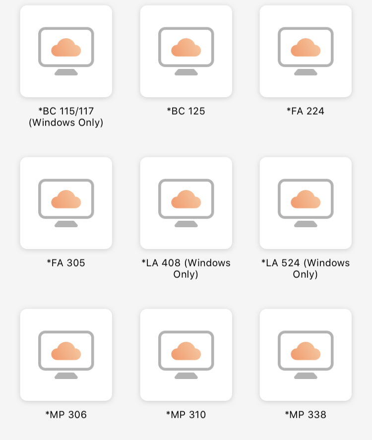 VMware Horizon desktop selector.