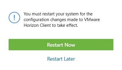 Windows VMware computer restart prompt.