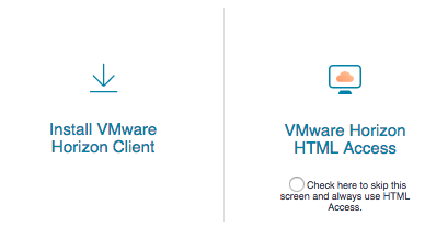 VMware type selection screen.