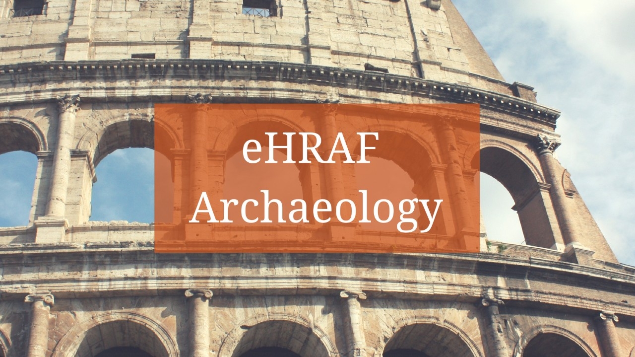 Close-up image of the Colosseum and eHRAF Archaeology text in an orange box.