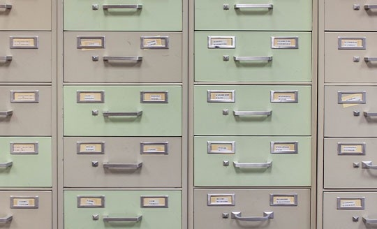 Close-up of cabinet files