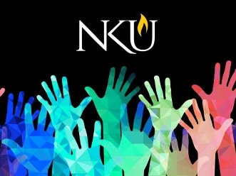 An illustration with the NKU logo and hands of various colors