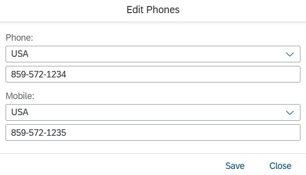 A form to update phone numbers for a student in myNKU.