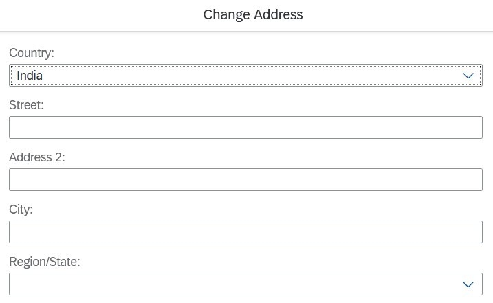 Form fields to update an address in myNKU.