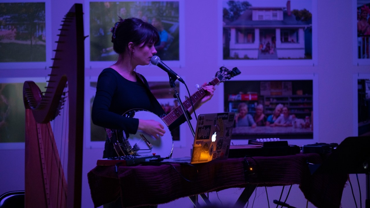 A photograph of the Loch Norse poetry reading in the SOTA gallery space