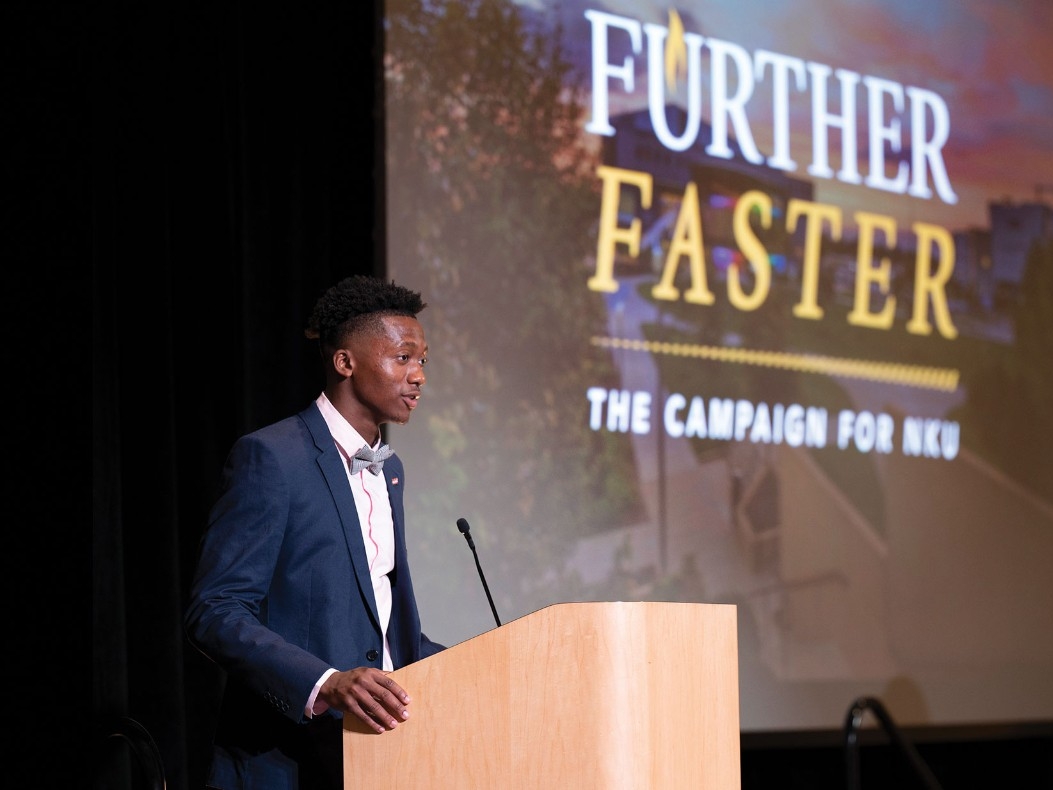 Student speakers at Further, Faster event