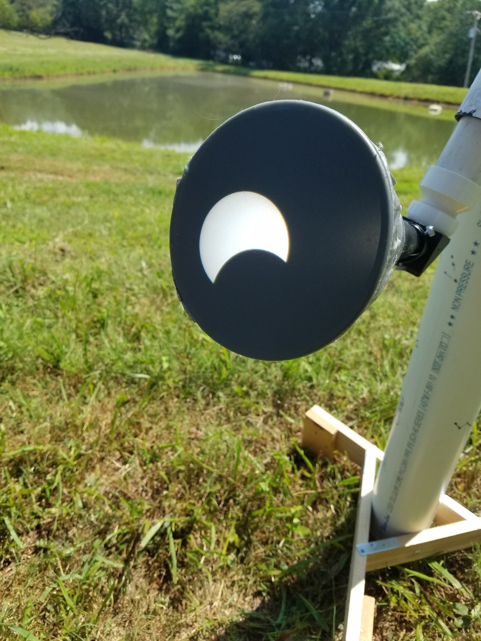 view of eclipse on telescope