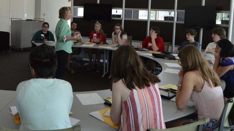 Teacher in front of class