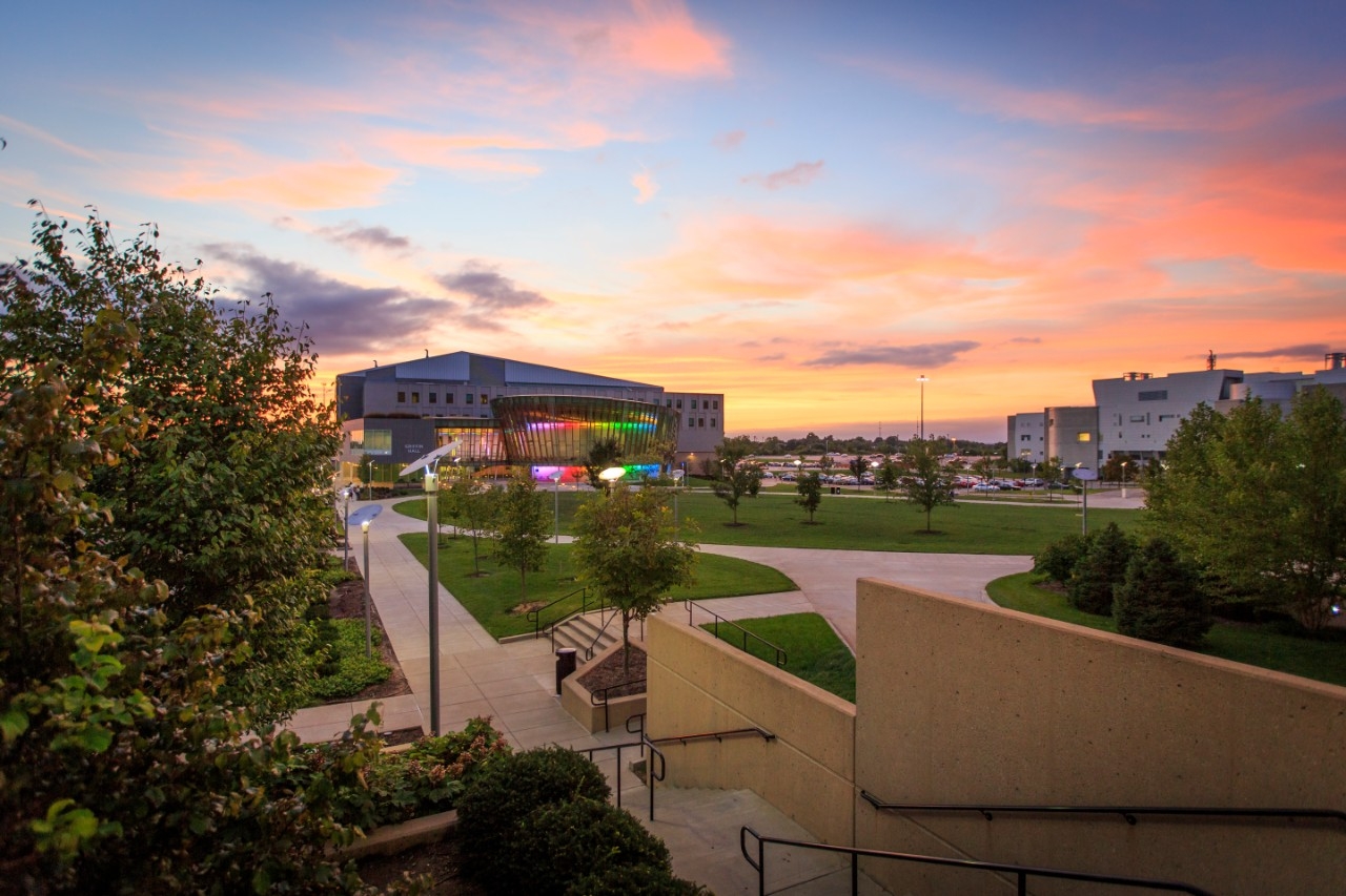 NKU's campus at sunset.