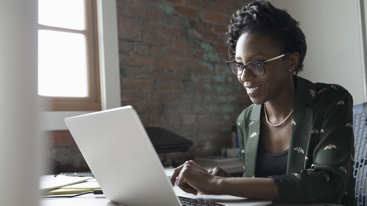 Female student at laptop