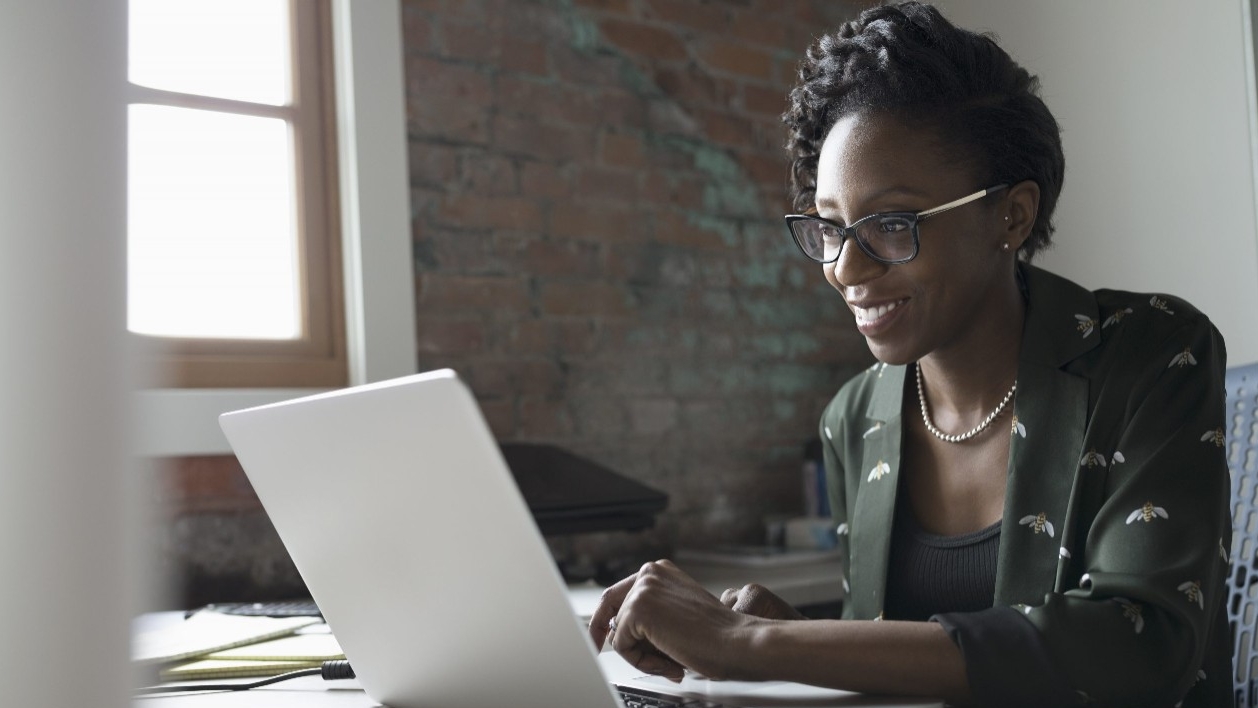 Female student at laptop