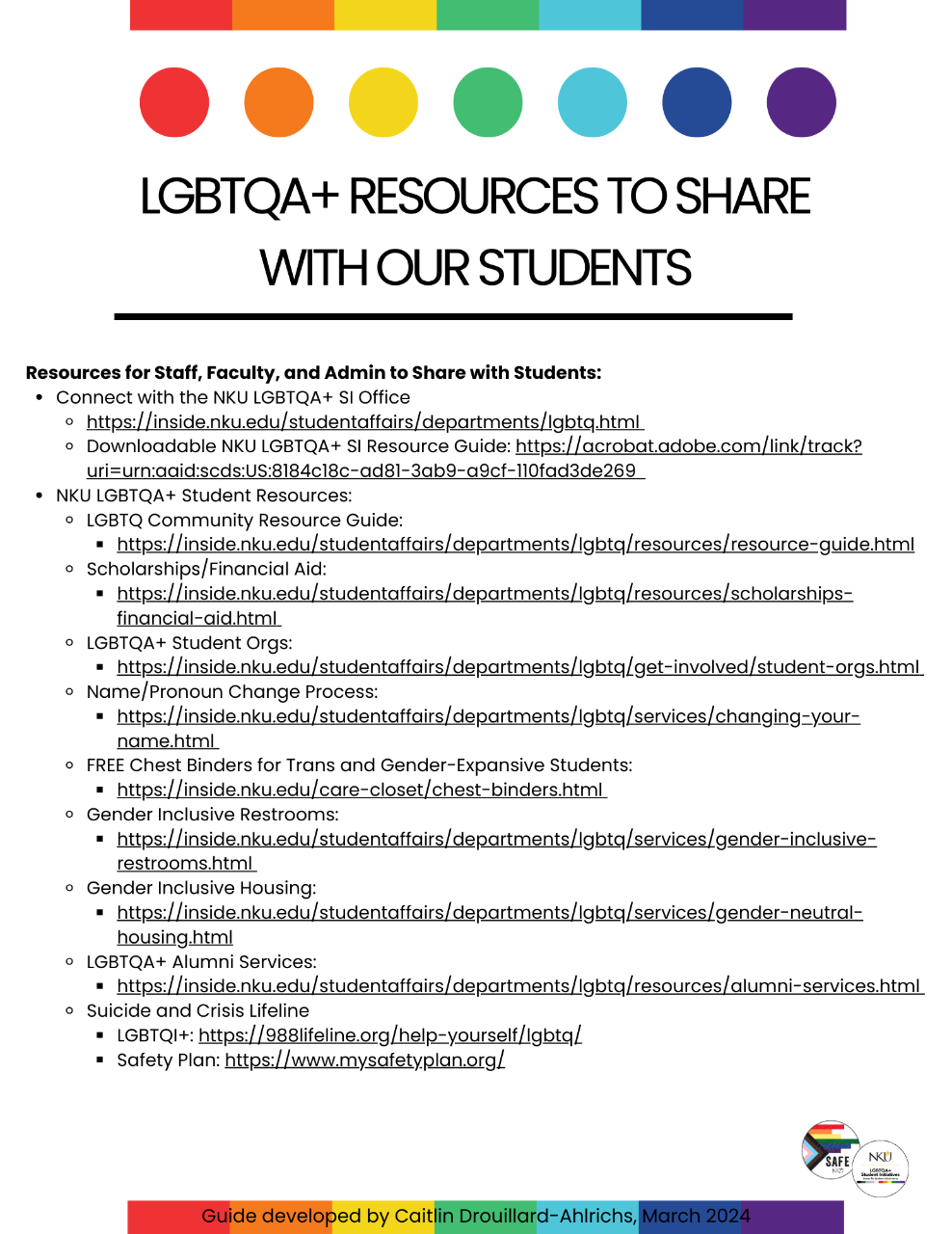 LGBTQ Resource Info to give to students