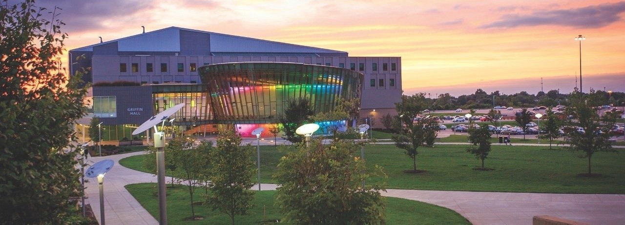 Griffin Hall at sunset
