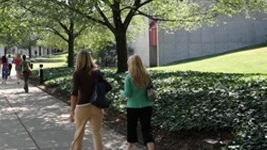 Students walking on campus