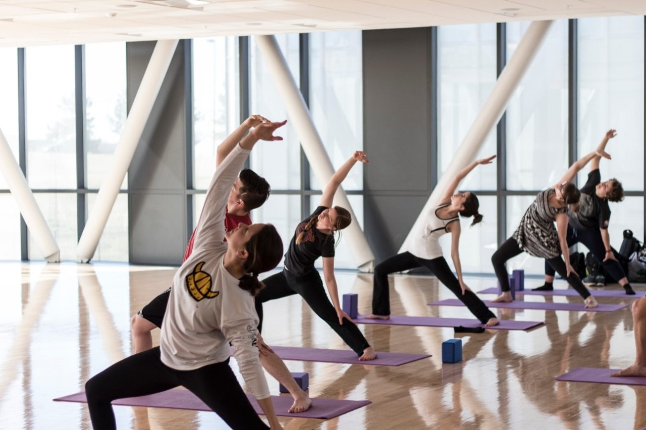 Students doing yoga