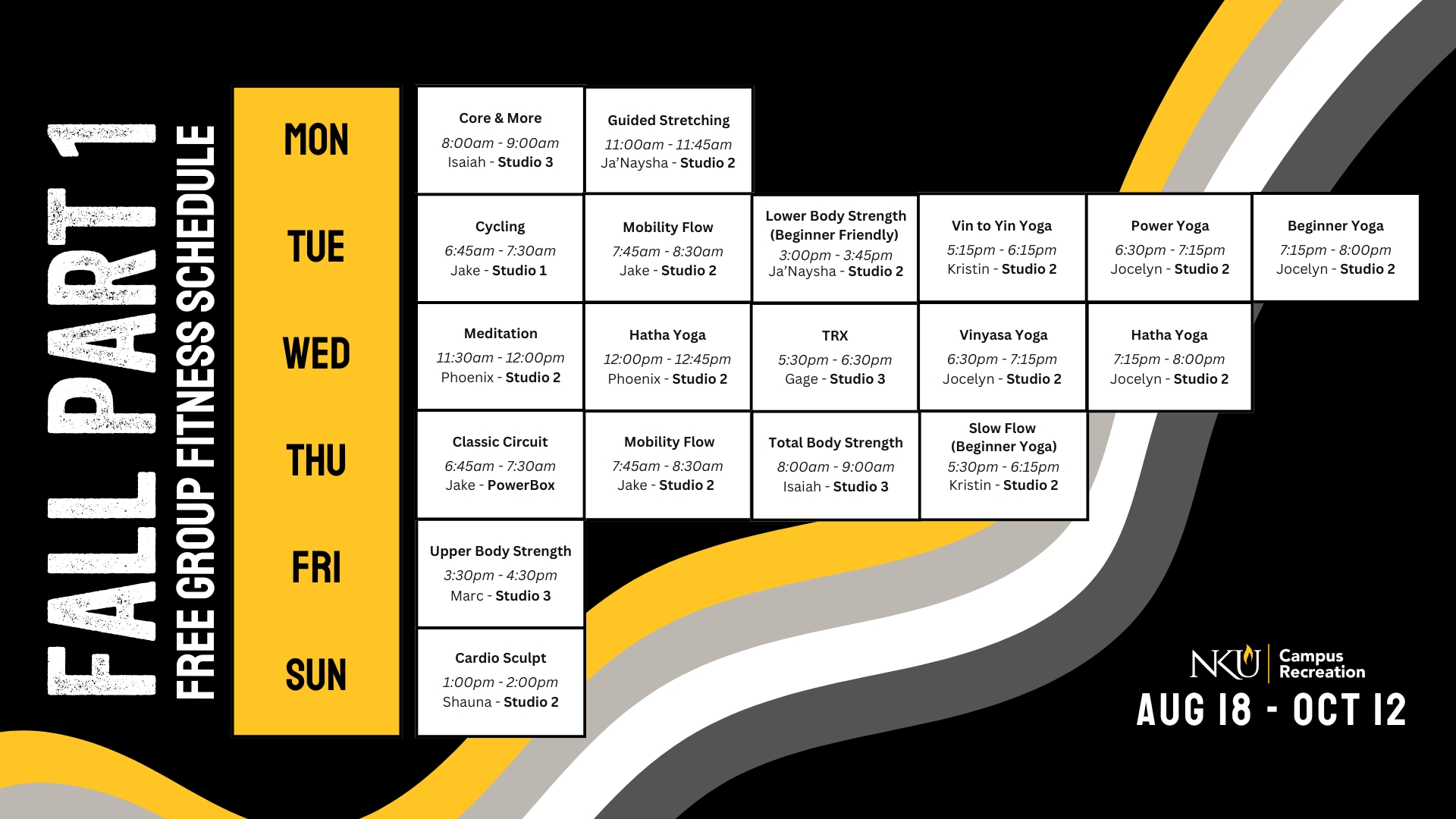 FAll 25 Fitness classes