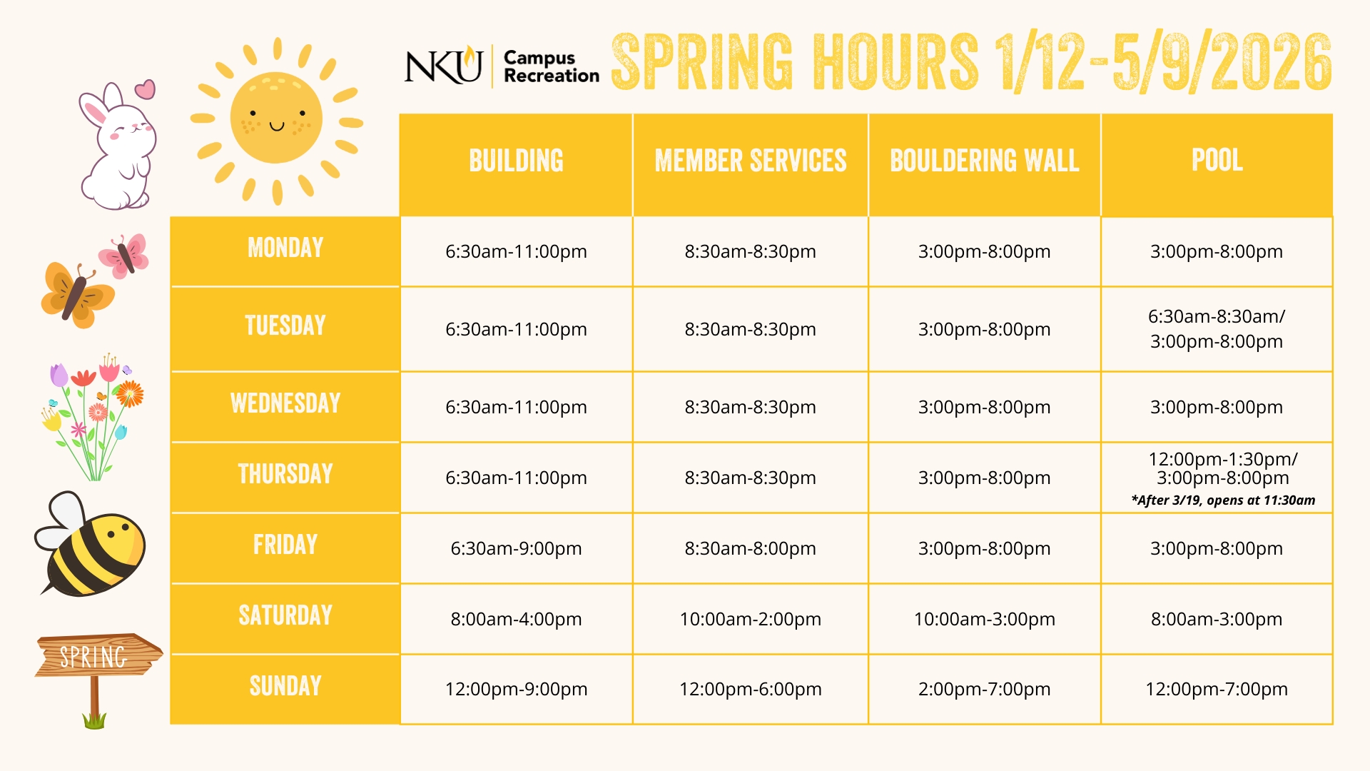 spring building schedules