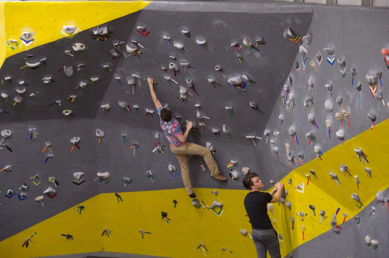 Playing basketball on court