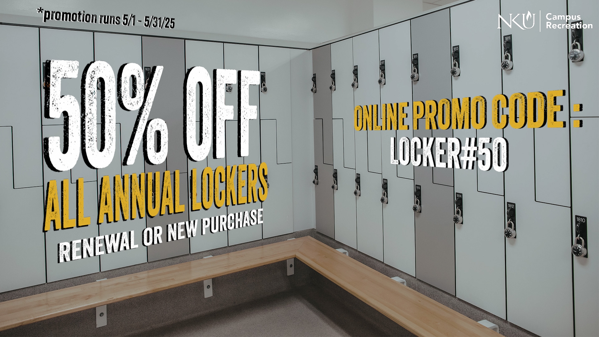 50% off annual locker for may 25